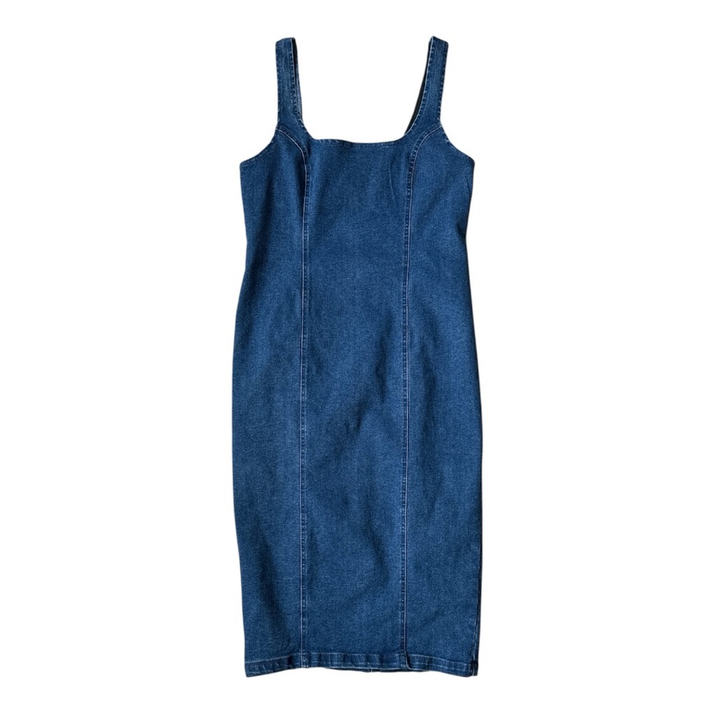 Forever 21 Blue Sheath Midi Dress Sleeveless Scoop Neck